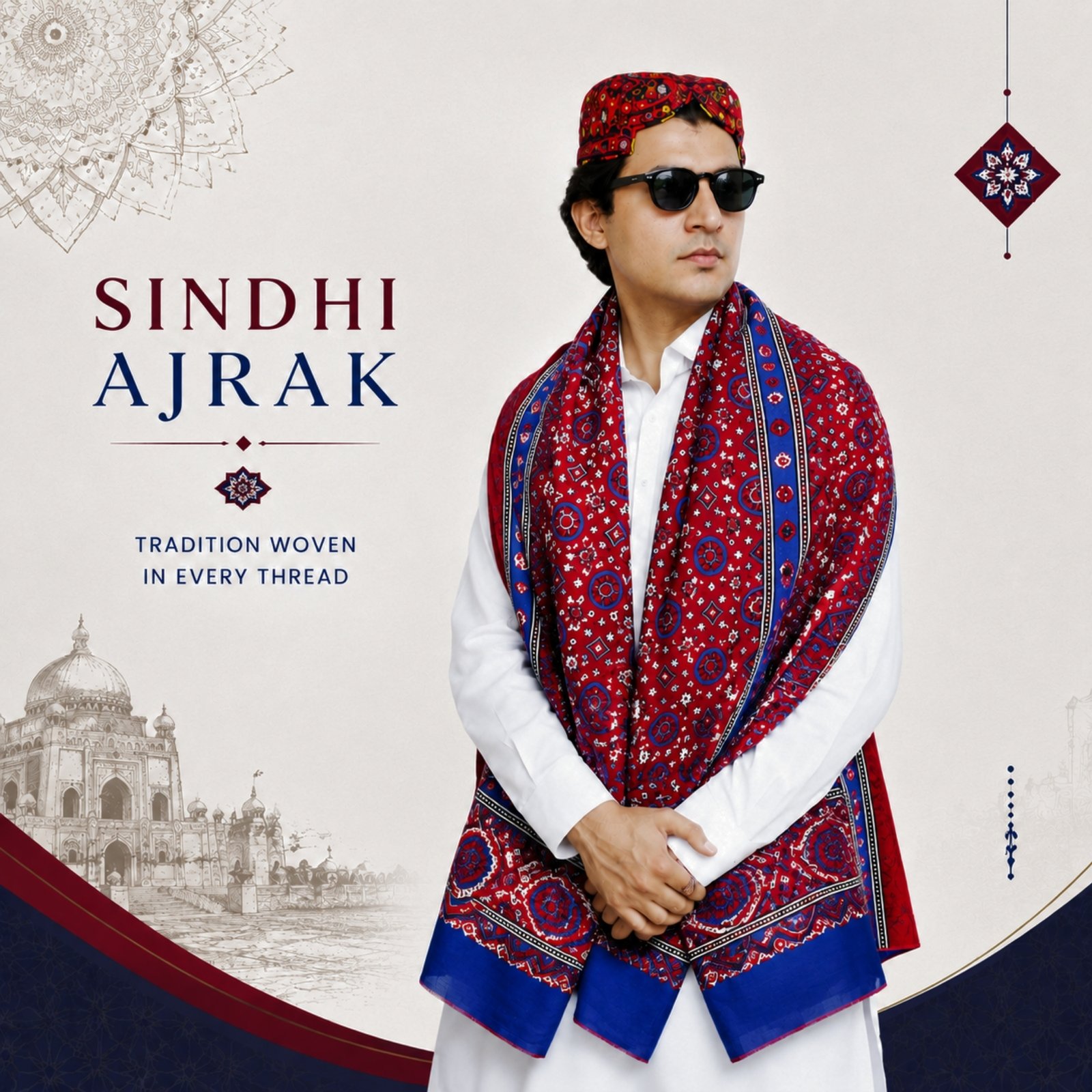 Block Printed Ajrak Dupatta